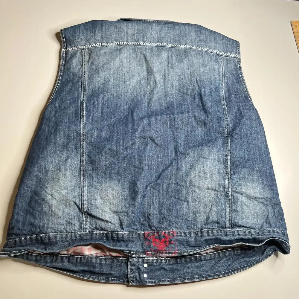 Pelle Pelle Denim Vest Men’s Blue Jeans Button Up Sleeveless‎ Jacket Hip Hop